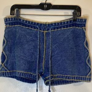 Adorable knit shorts with drawstring waist.